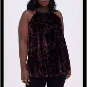 Torrid Halter Tunic Tank - Burnout Velvet Paisley